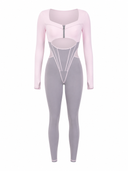 Perle Jumpsuit - Baby Pink & Light Gray