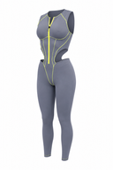 Aragon Jumpsuit - Gray & Lemon