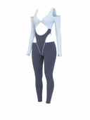 Mille Feuille Jumpsuit - Light Blue & Gray