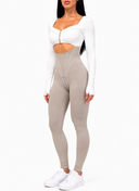 The Valeron Jumpsuit - Off White & Beige