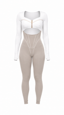 The Valeron Jumpsuit - Off White & Beige