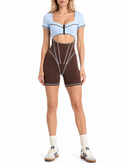 The Belmont Jumpsuit  - Ice Blue & Chocolate