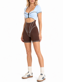 The Belmont Jumpsuit  - Ice Blue & Chocolate