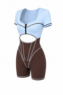 The Belmont Jumpsuit  - Ice Blue & Chocolate