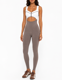 The Manor Jumpsuit - Mocha & White