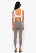 The Manor Jumpsuit - Mocha & White