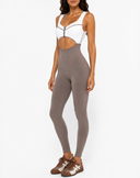 The Manor Jumpsuit - Mocha & White