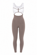The Manor Jumpsuit - Mocha & White