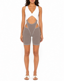 Lucienne Jumpsuit - Mocha & White