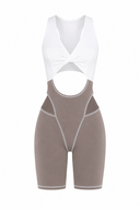 Lucienne Jumpsuit - Mocha & White