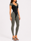 Dorvelle Jumpsuit - Khaki & Black Leather