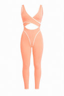 Chateau Jumpsuit - Peach & White