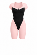 Dantelle Jumpsuit - Blush Nude & Black Leather