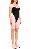 Dantelle Jumpsuit - Blush Nude & Black Leather