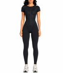 Model wearing the Lumaire Black luxury women's jumpsuit by AP Collection