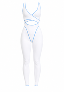 Chateau Jumpsuit - White & Sky Blue