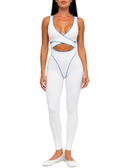 Chateau Jumpsuit - White & Sky Blue
