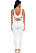 Chateau Jumpsuit - White & Sky Blue
