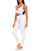 Chateau Jumpsuit - White & Sky Blue