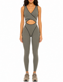 Chateau Jumpsuit - Khaki & Black Leather
