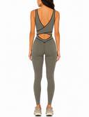 Chateau Jumpsuit - Khaki & Black Leather