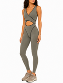 Chateau Jumpsuit - Khaki & Black Leather
