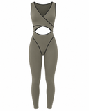 Chateau Jumpsuit - Khaki & Black Leather