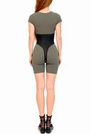 Dantelle Jumpsuit - Khaki & Black Leather