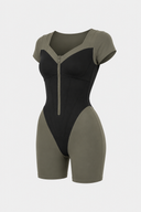 Dantelle Jumpsuit - Khaki & Black Leather