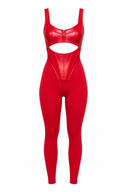 The Manor Jumpsuit - Red Satin