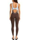 The Manor Jumpsuit - Sky Blue & Chocolate