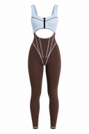 The Manor Jumpsuit - Sky Blue & Chocolate